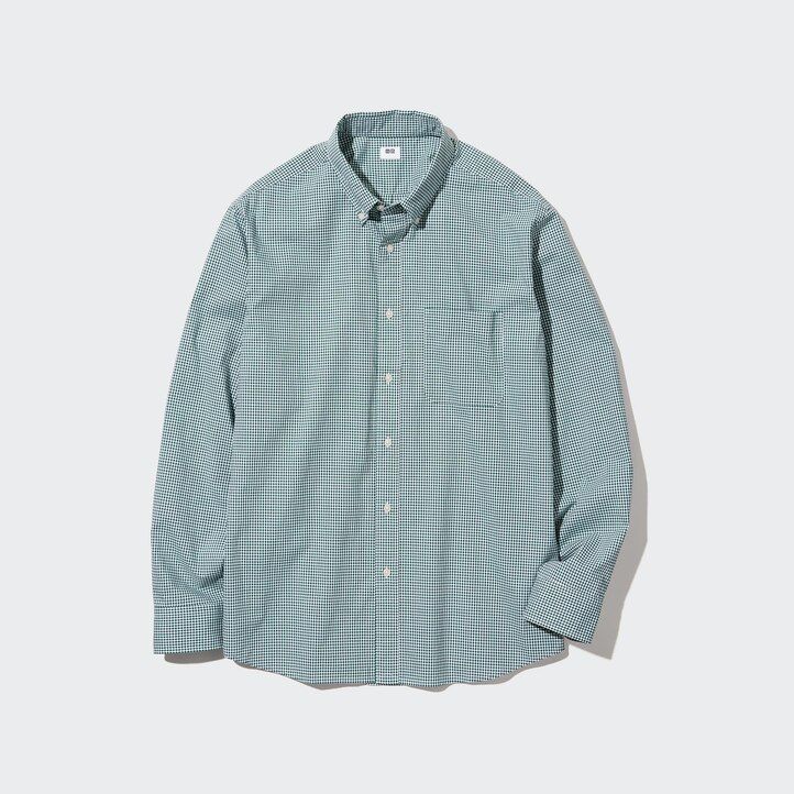 camisas de hombre uniqlo de algodón extrafino de corte regular a cuadros y cuello abotonado color marrón
