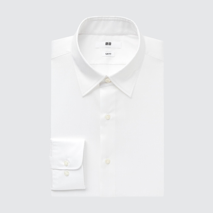 camiseta uniqlo easyre de tela ancha elástica de corte entallado para hombre cuello regular color blanco