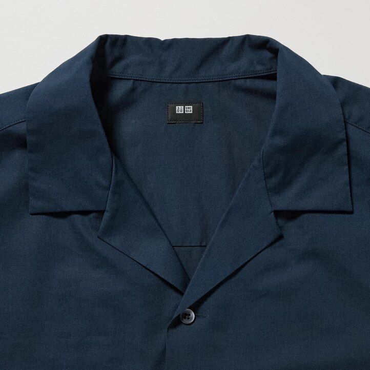 camisas uniqlosual con cuello abierto y mangas para hombre color naranja oscuro