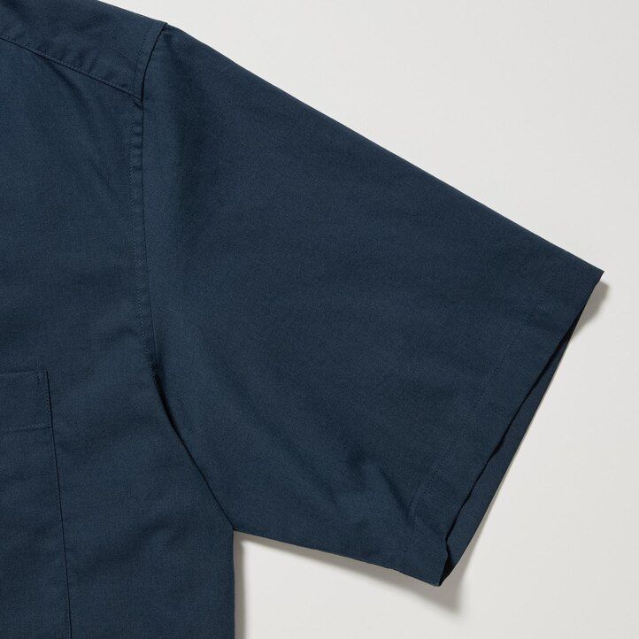 camisas uniqlosual con cuello abierto y mangas para hombre color naranja oscuro