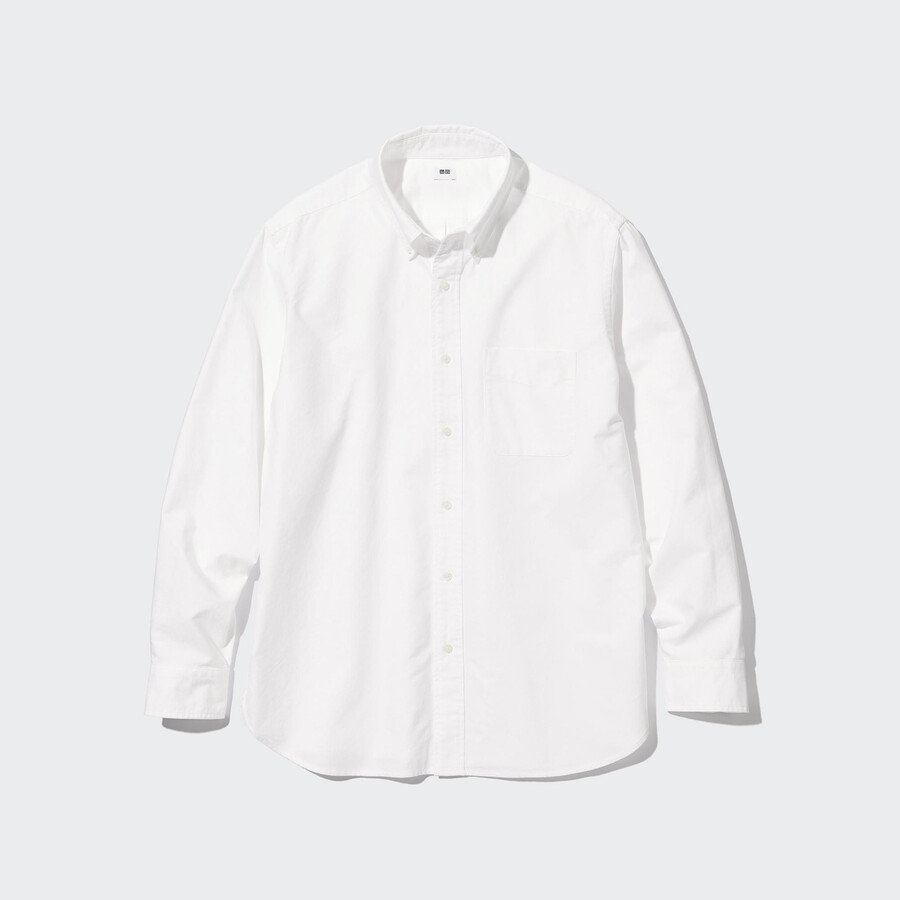 camisas oxford blancas de corte regular de uniqlo para hombre