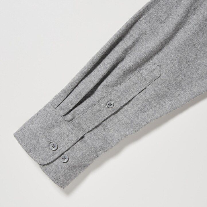 camisa de franela uniqlo de corte regular con cuello abotonado para hombre blanca
