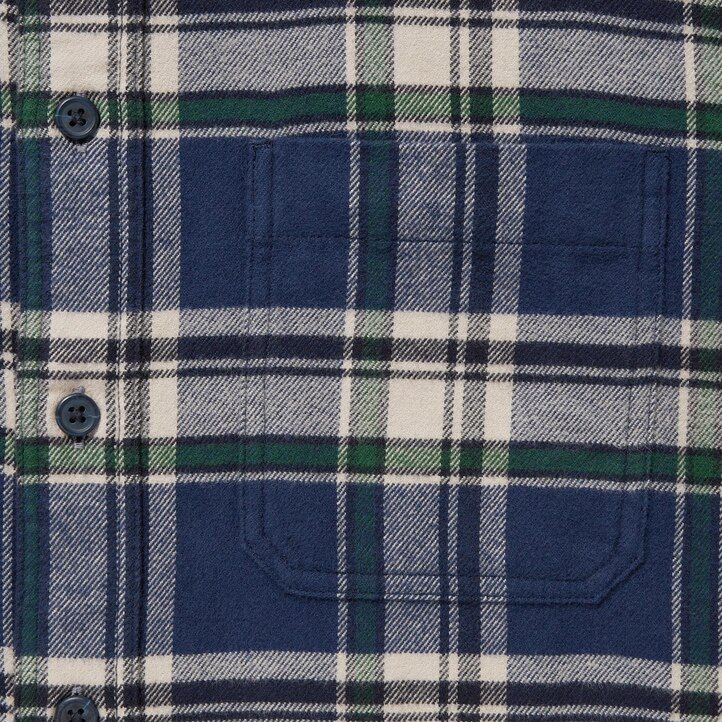 camisas de franela uniqlo de corte regular a cuadros con cuello regular para hombre en azul