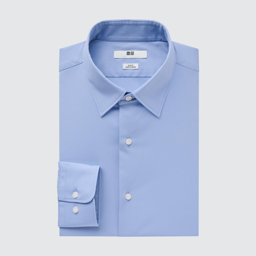 camiseta uniqlo easyre de tela ancha elástica de corte entallado para hombre cuello regular azul