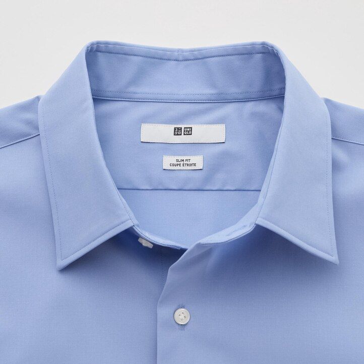 camiseta uniqlo easyre de tela ancha elástica de corte entallado para hombre cuello regular azul