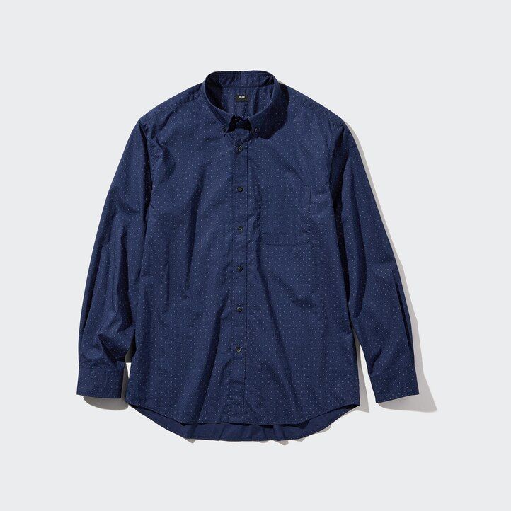 camisas uniqlo de algodón extrafino con cuello abotonado y estampado de tela ancha para hombre color blanco