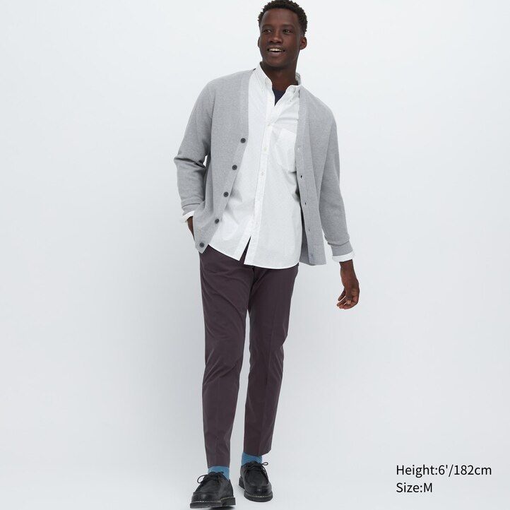 camisas uniqlo blancas de algodón extrafino con cuello regular y estampado para hombre