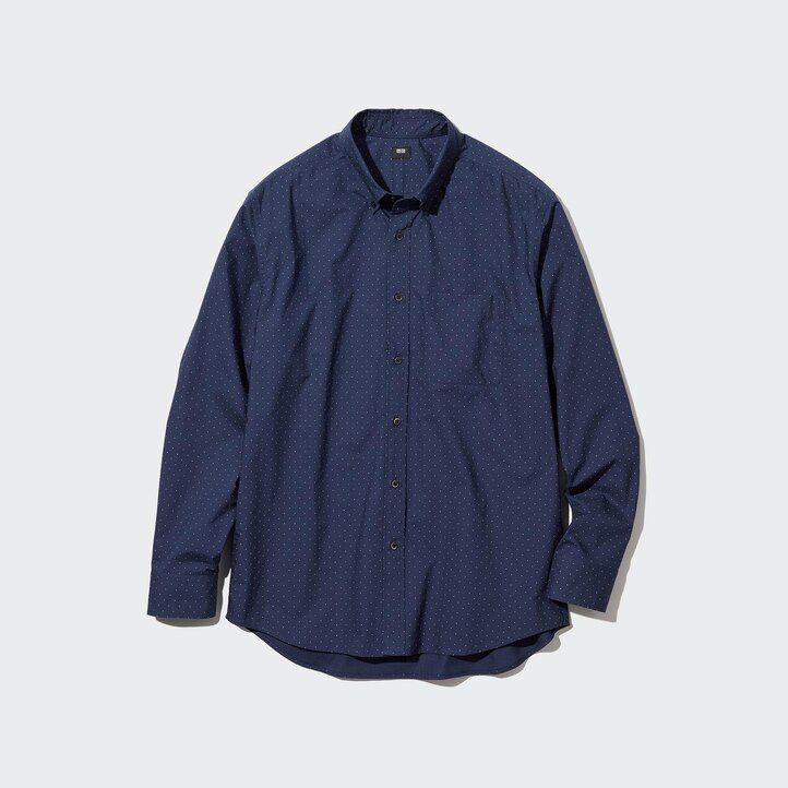 camisas uniqlo blancas de algodón extrafino con cuello regular y estampado para hombre