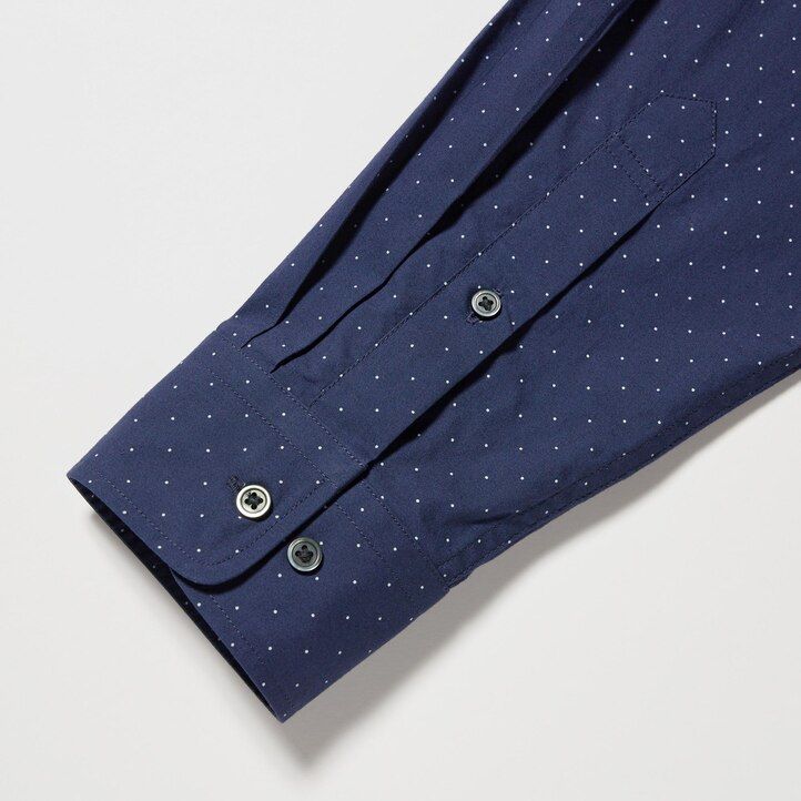 camisas uniqlo blancas de algodón extrafino con cuello regular y estampado para hombre