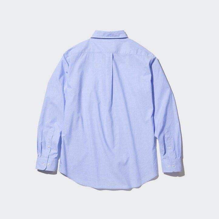 camisa de algodón extrafino uniqlo de corte regular con cuello abotonado para hombre color blanco