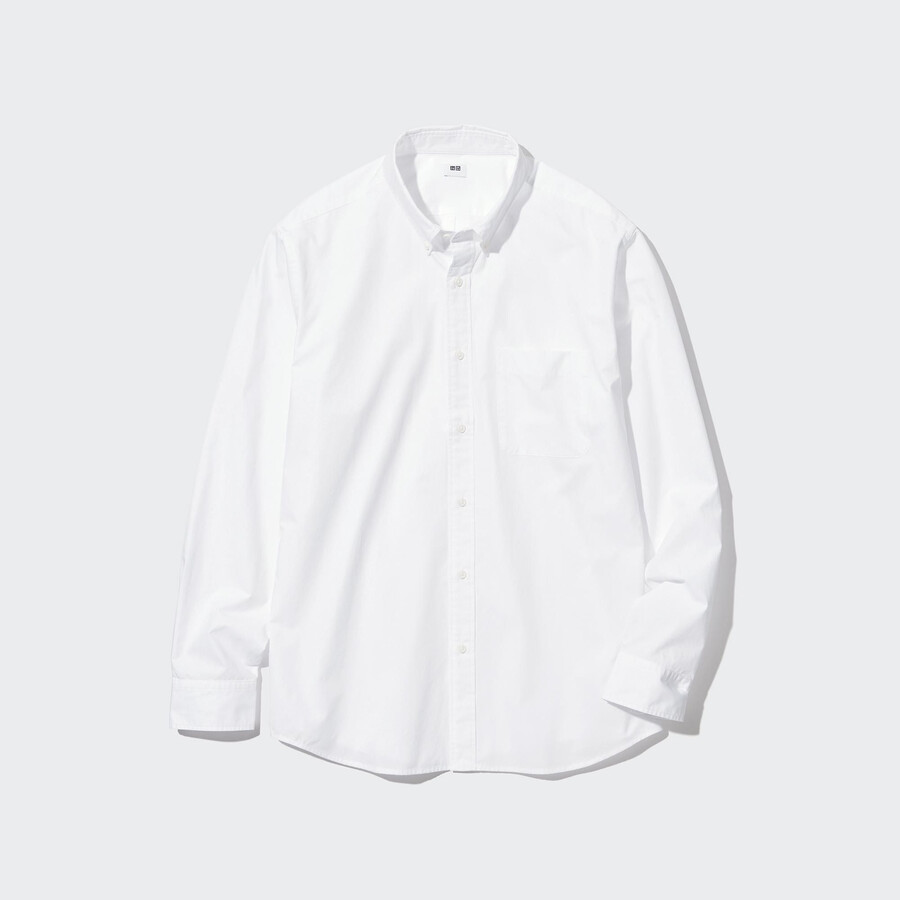 camisas blancas uniqlo de algodón extrafino con mangas anchas para hombre