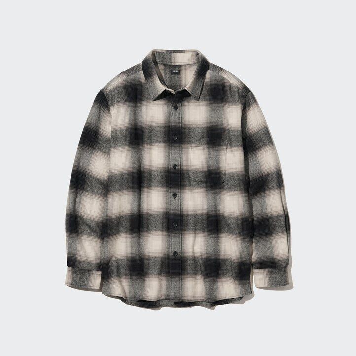 camiseta de franela a cuadros uniqlo negra para hombre corte regular cuello regular