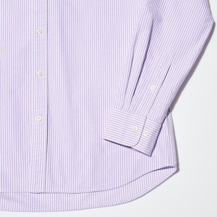 camisas oxford a rayas de corte entallado uniqlo para hombre en gris