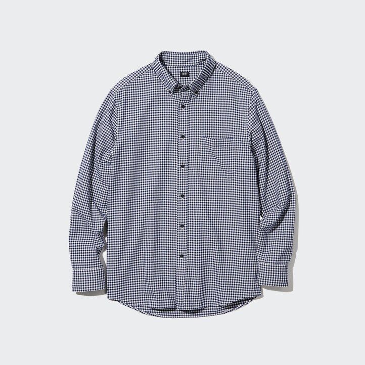 camisas de franela uniqlo rojas de corte regular con cuello abotonado y cuadros para hombre