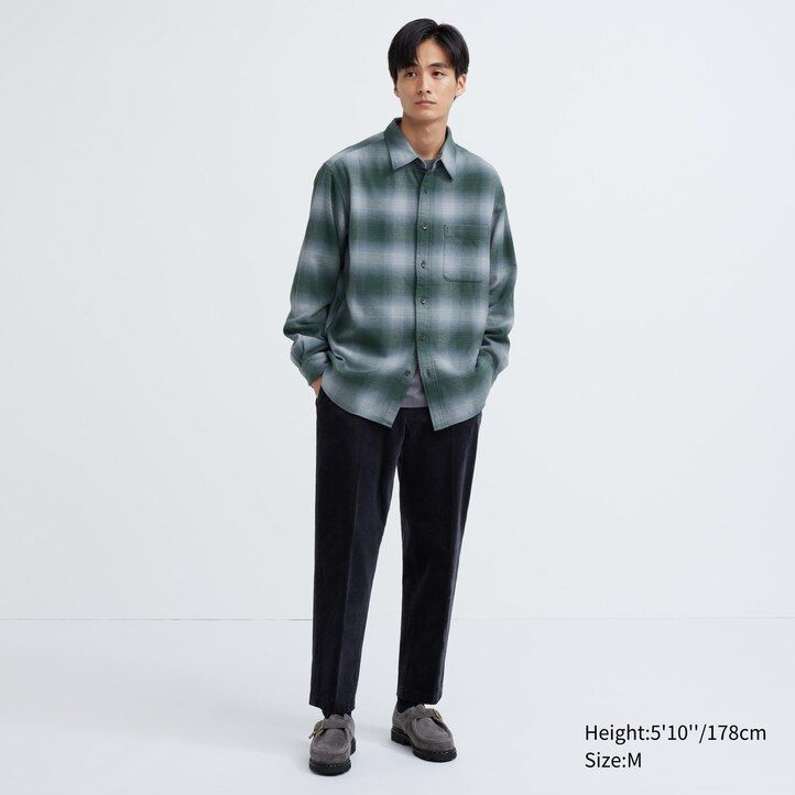 camisas de franela a cuadros uniqlo para hombre en gris