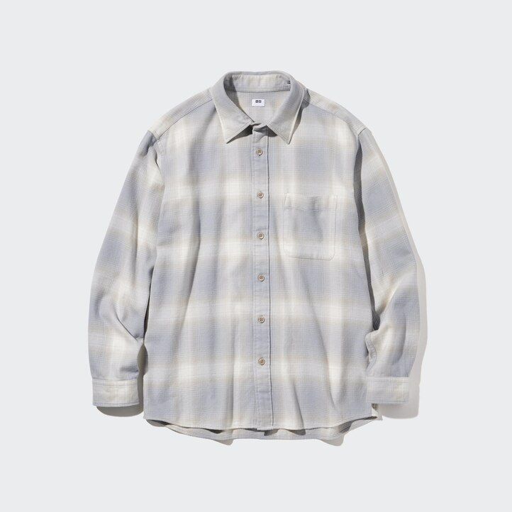camisas de franela a cuadros uniqlo para hombre en gris