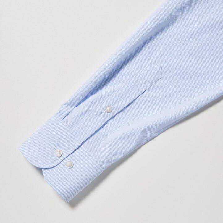 camisas uniqlo easyre stretch slim fit a rayas con cuello semicutaway para hombre en azul