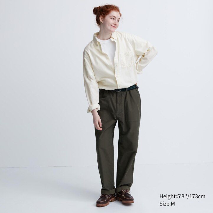 camisas de franela uniqlo de corte regular para hombre color oliva