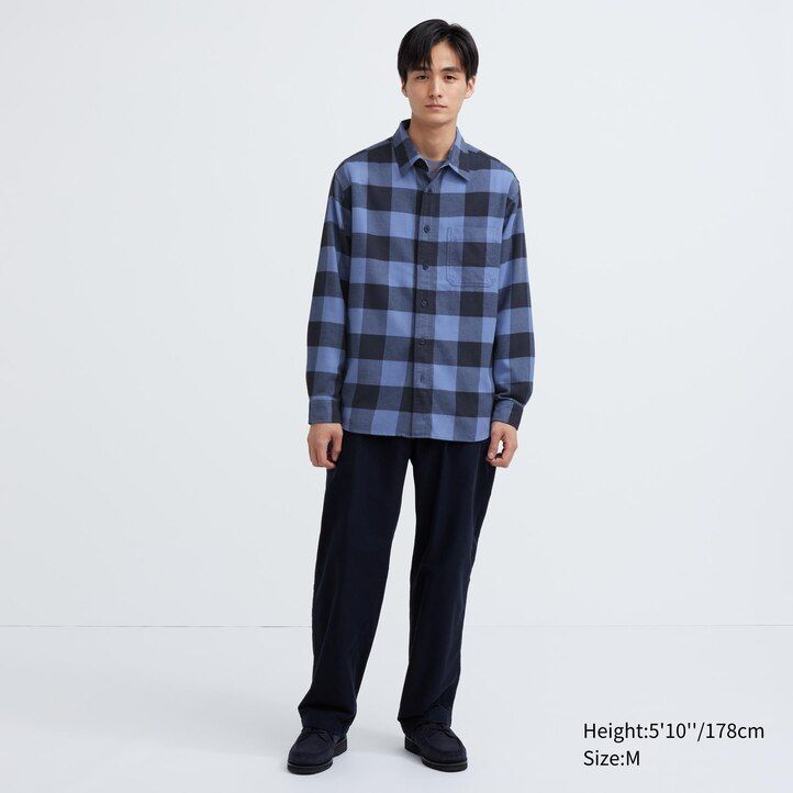 camisas de franela a cuadros uniqlo para hombre en beige