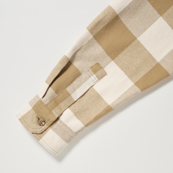 camisas de franela a cuadros uniqlo para hombre en beige