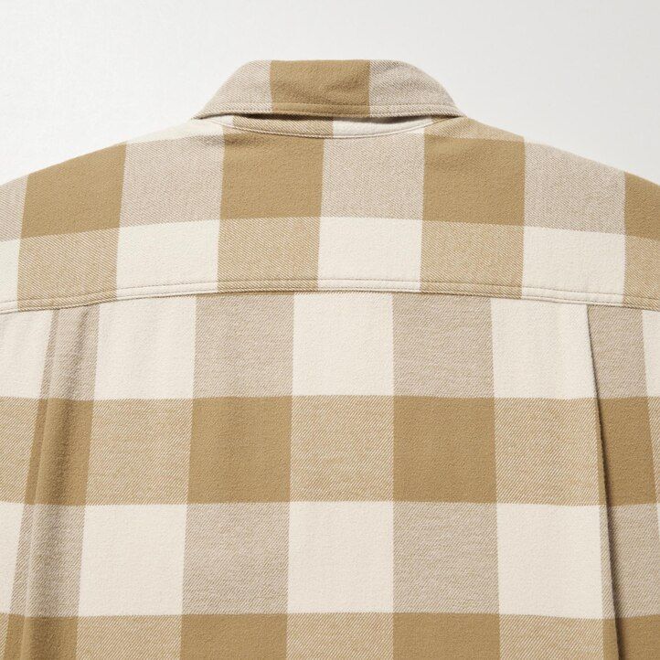 camisas de franela a cuadros uniqlo para hombre en beige
