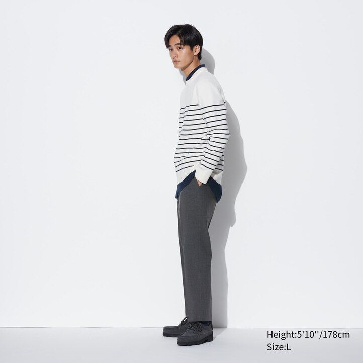 trajes elegantes de lana estilo uniqlo para hombre color azul marino hasta los tobillos