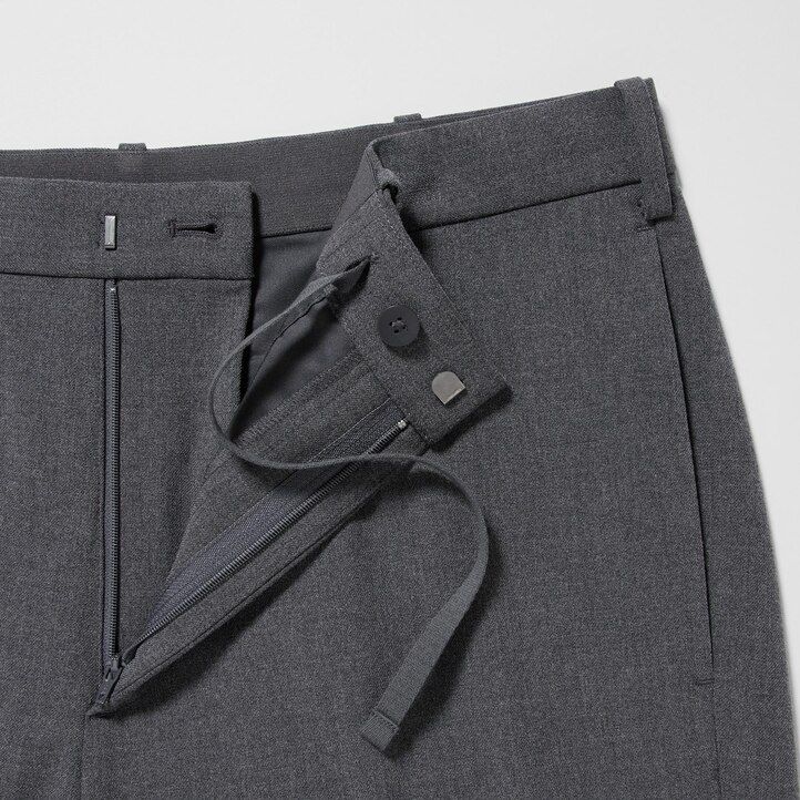 trajes elegantes de lana estilo uniqlo para hombre color azul marino hasta los tobillos