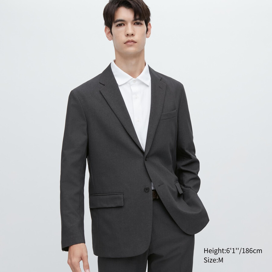 trajes de lana ultraligeros uniqlo airsense para hombre en gris oscuro