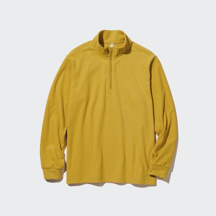 camisetas de manga corta con cremallera y tejido fleece stretch de uniqlo para hombre color negro