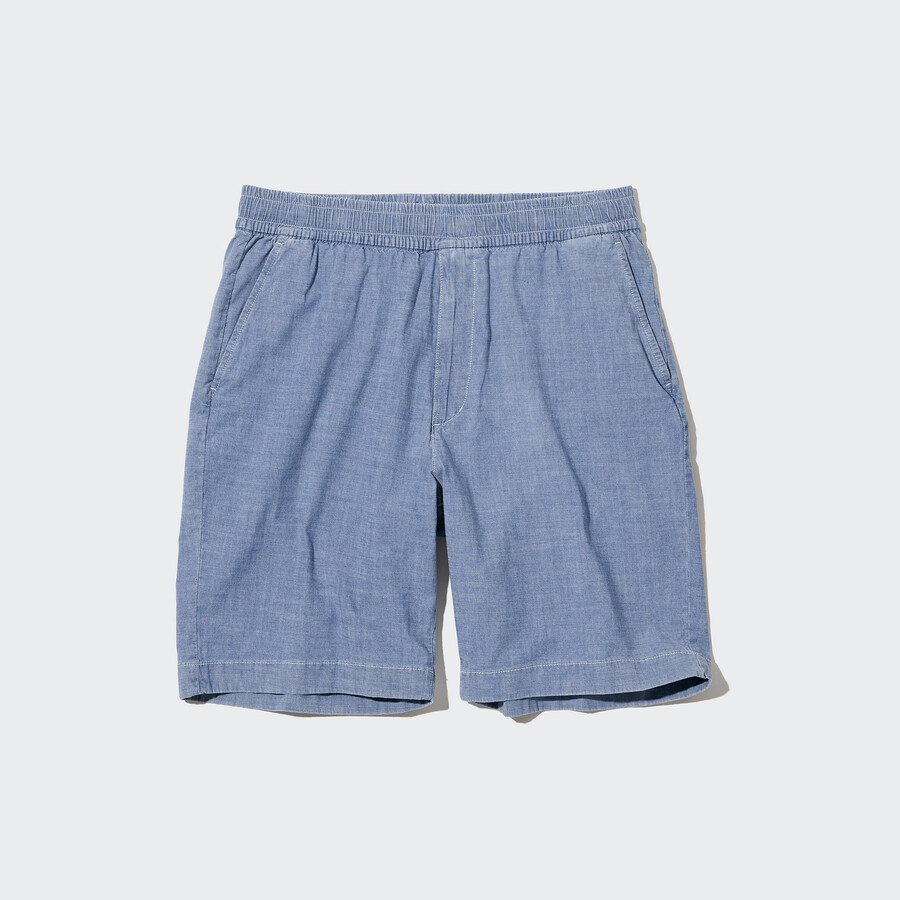 pantalones elásticos chambray easys de uniqlo para hombre en azul
