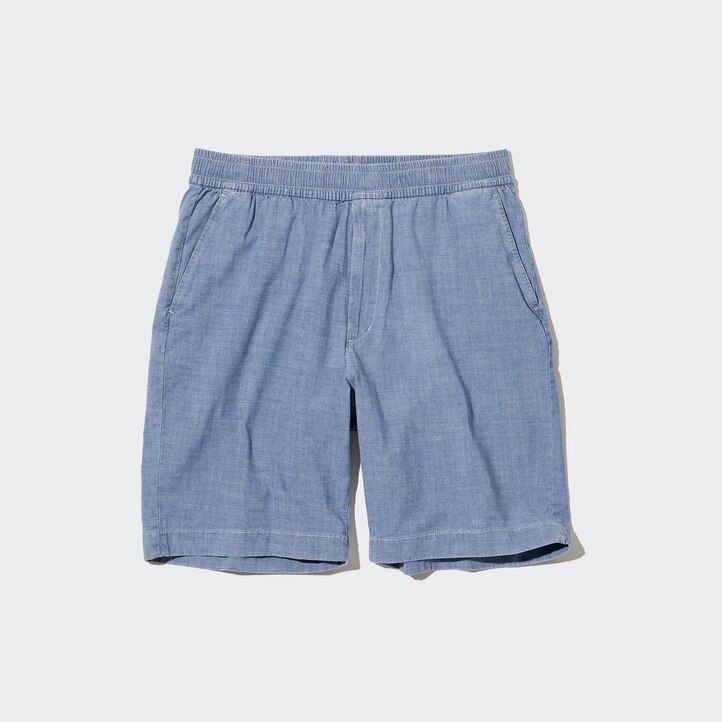 pantalones elásticos chambray easys de uniqlo para hombre en azul
