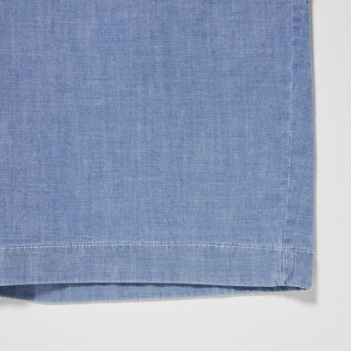 pantalones elásticos chambray easys de uniqlo para hombre en azul