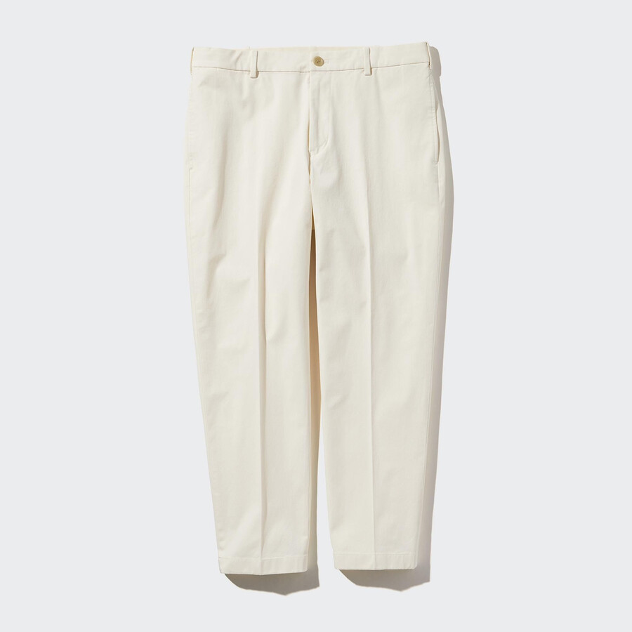 pantalones blancos hasta el tobillo de algodón elegante uniqlo para hombre