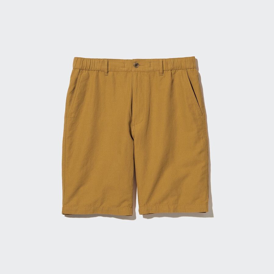 pantalones de mezcla de lino uniqlo para hombre color mostaza