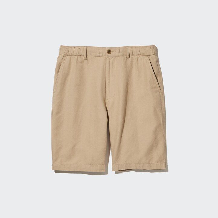 pantalones de mezcla de lino uniqlo para hombre color mostaza