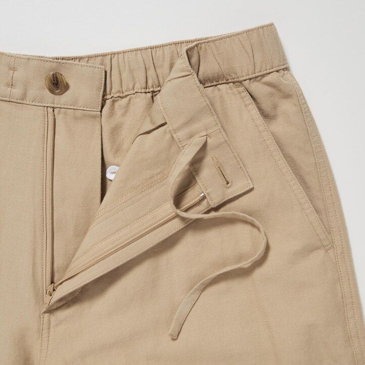 pantalones de mezcla de lino uniqlo para hombre color mostaza