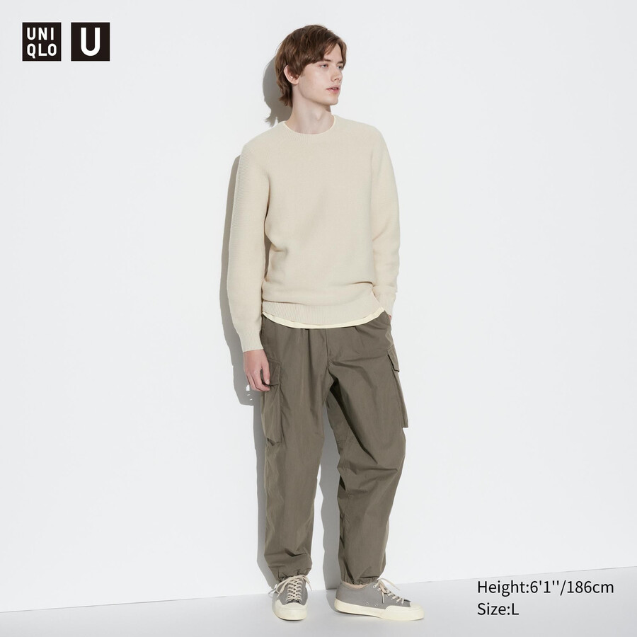 pantalones parachutergo de corte ancho uniqlo para hombre en color oliva