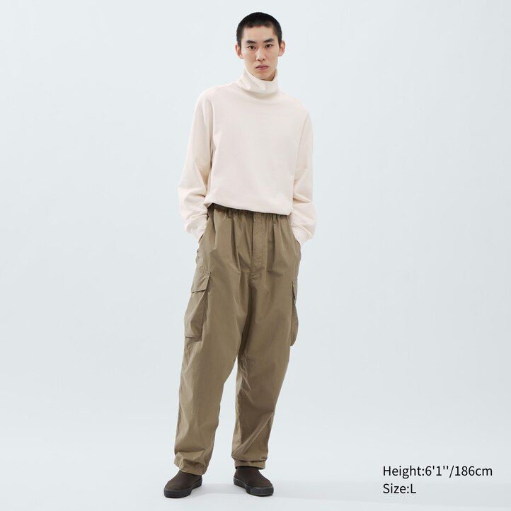 pantalones parachutergo de corte ancho uniqlo para hombre en color oliva