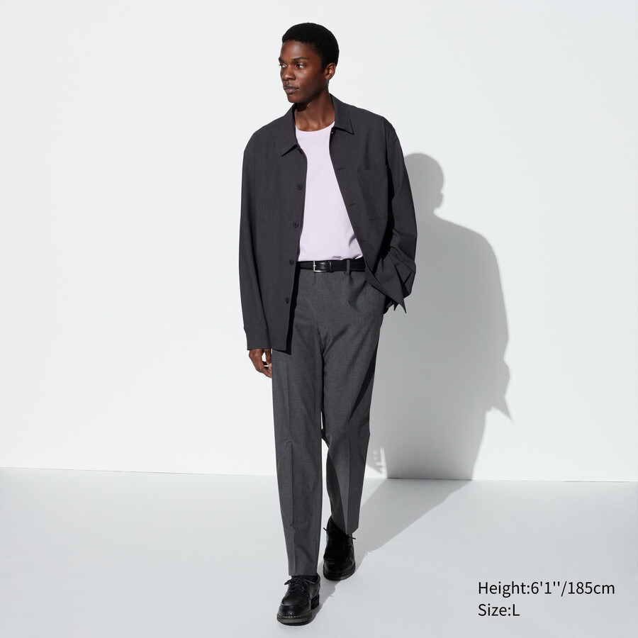 pantalones grises uniqlo smart wool like hasta el tobillo para hombre