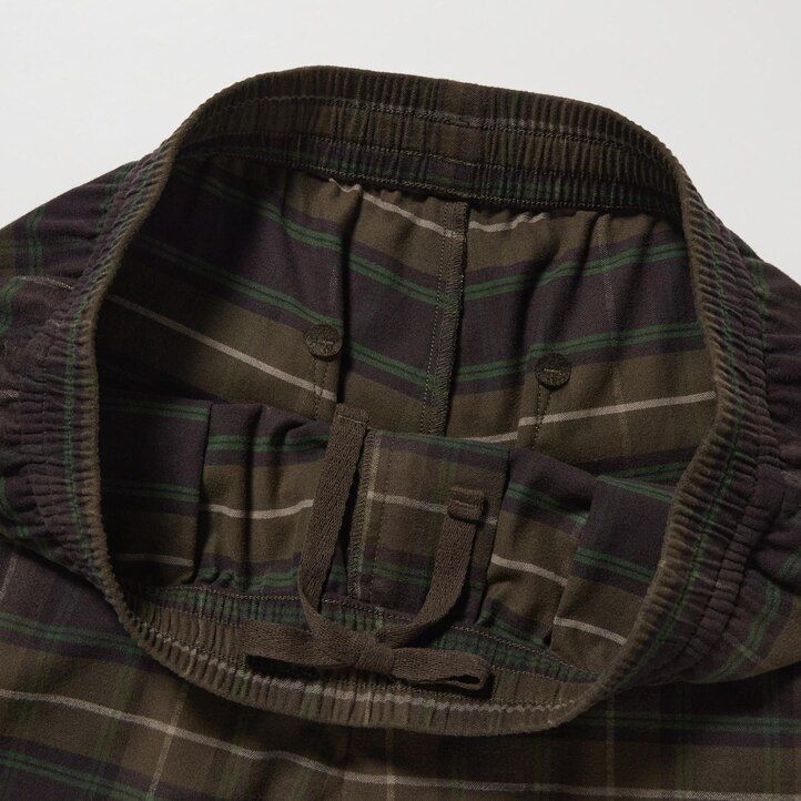 pantalones tobilleros de franela uniqlo marrón oscuro con estampado sencillo para hombre