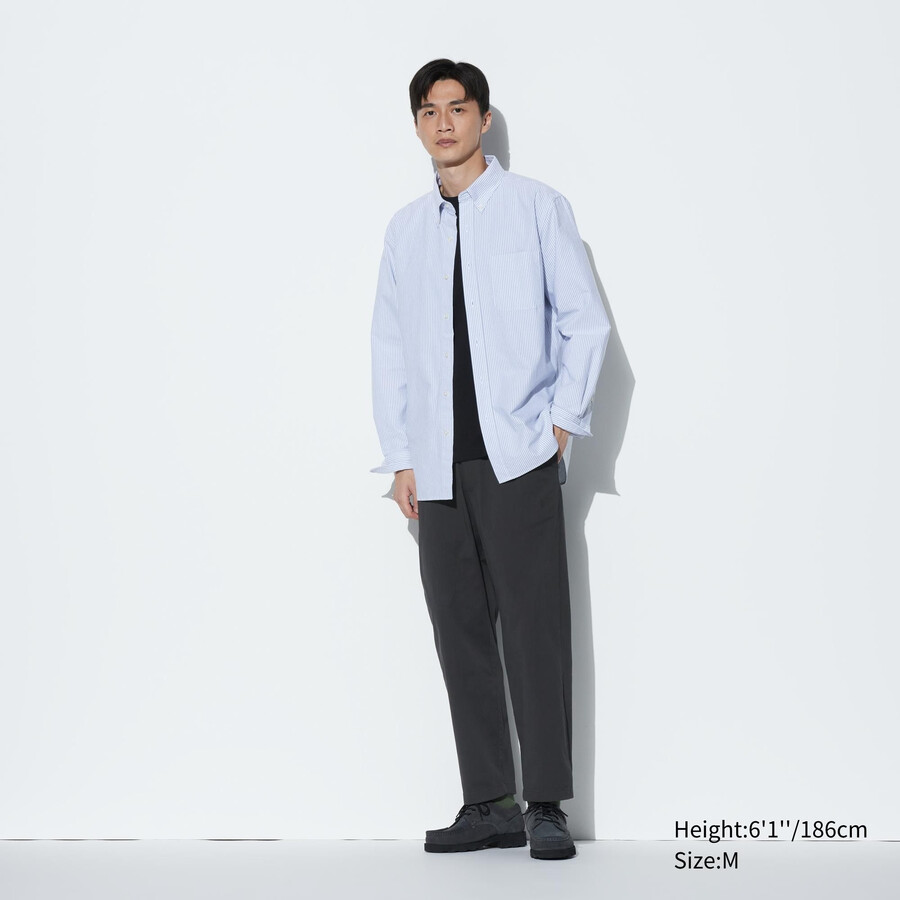 pantalones tobilleros de corte relajado de algodón uniqlo para hombre gris oscuro