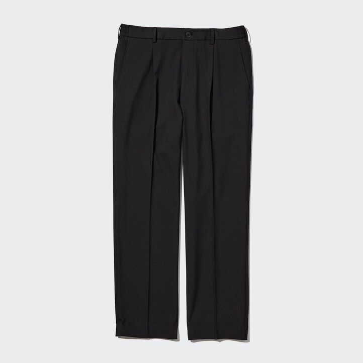 pantalones uniqlo de corte cónico plisados y elásticos bidireccionales para hombre color beige