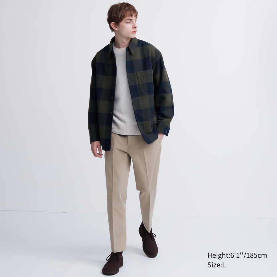 pantalones beige hasta el tobillo estilo algodón inteligente uniqlo para hombre