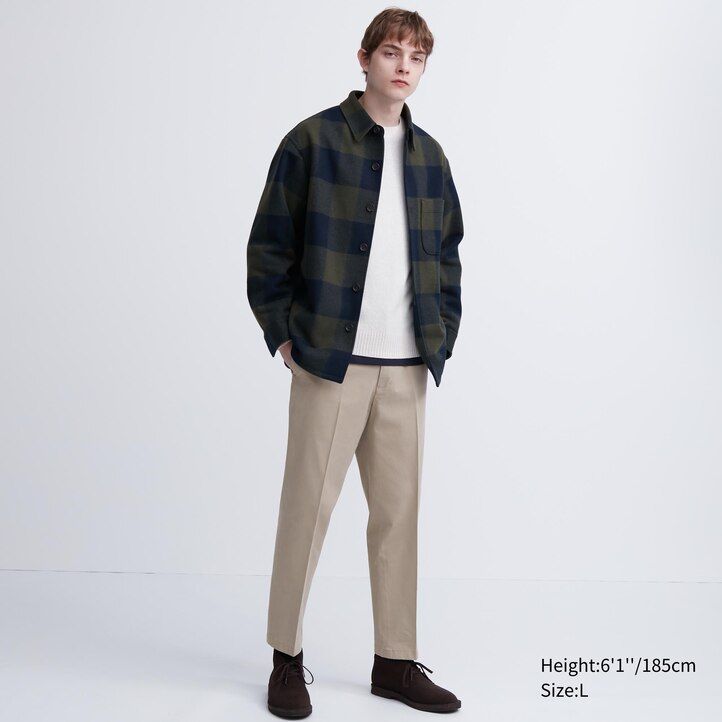 pantalones beige hasta el tobillo estilo algodón inteligente uniqlo para hombre