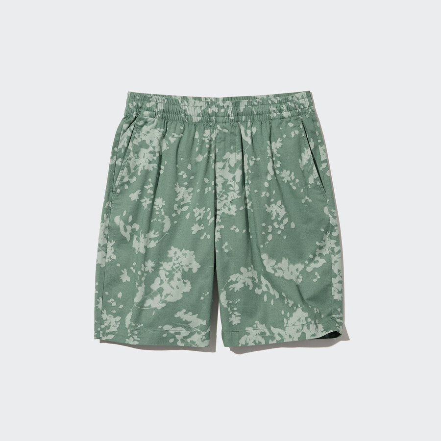 pantalones elásticos uniqlo dry stretch con estampado de hojas easys para hombre color verde
