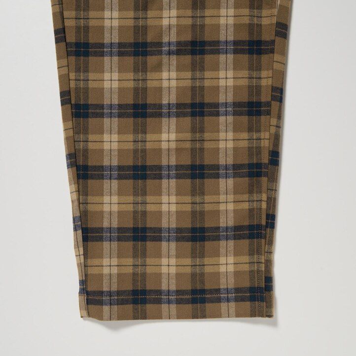 pantalones tobilleros de franela con estampado sencillo de uniqlo para hombre color marrón