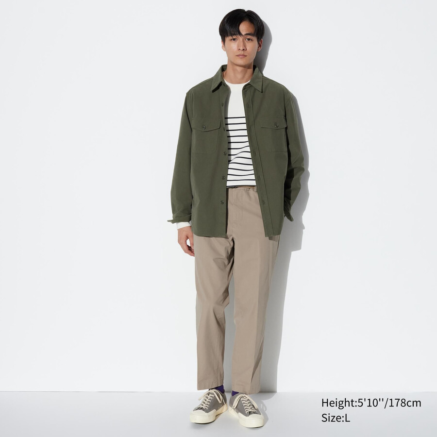 pantalones beige uniqlo smart cotton hasta los tobillos para hombre