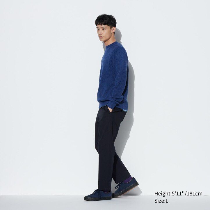 pantalones beige uniqlo smart cotton hasta los tobillos para hombre