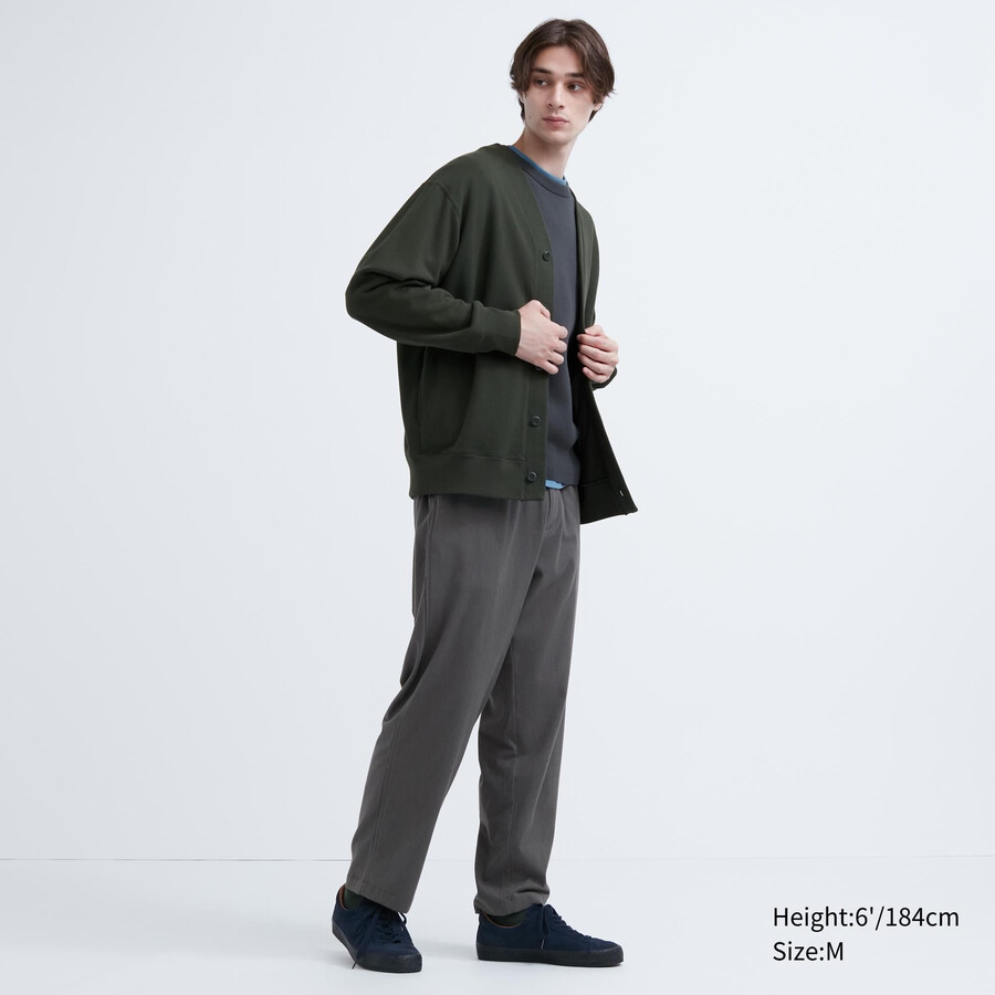 pantalones tobilleros de franela uniqlo para hombre color gris