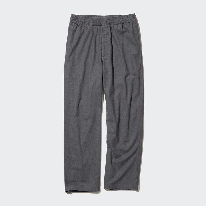 pantalones tobilleros de franela uniqlo para hombre color gris
